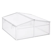 Outsunny Invernadero de Jardín 100x100x48 cm Aluminio Policarbonato Transparente Vivero Casero para Plantas Cultivos Protección UV y Resistente(m-1)