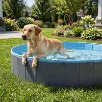 PawHut Faltbarer Hundepool für Große und Extra Große Hunde, mit Anti-Rutsch-Boden für Enten, Innen- und Außen, 160x30cm(m-8)