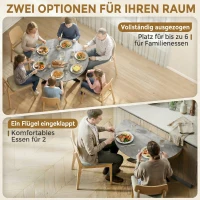 HOMCOM Klappbarer Esstisch für 2-6 Personen, Runder Klapptisch mit Doppel-X-Stahlrahmen, Dicke Tischplatte, Zementgrau(m-4)