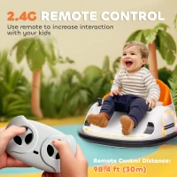 AIYAPLAY 360° Rotation Kids Bumper Car, 12V Waltzer Car with Remote Control, Dual Joysticks, Music Lights, Orange(m-6)