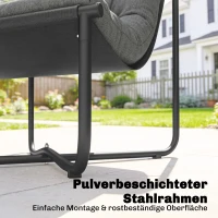 Outsunny Lounge Sessel Outdoor Ergonomischer Gartensessel mit hautfreundlich Kissen Breiter Sitz Stahlrahmen Dunkelgrau(m-7)