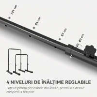 SPORTNOW Set 2 Bare pentru Dips Reglabile pe 4 Niveluri de Înălțime, cu Mânere Antialunecare, Oțel, 70x50x80-105 cm, Negru(m-4)