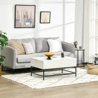 HOMCOM Modern Lifting Coffee Table with Hidden Compartment, Storage Coffee Table for Living Room, Faux Marble White(m-7)