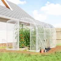 Outsunny Serre de jardin tunnel 3 x 2 x 2 m 6 m² avec porte à charnières bâche en PE 150 g/m² pour Légumes Plantes Fleurs(m-2)