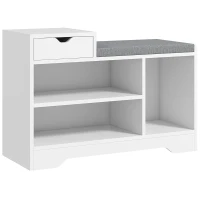 HOMCOM Meuble et banc à chaussures 1 tiroir et 3 compartiments, capacité 5 paires MDF, 76,5L x 30D x 52H cm(m-11)