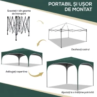 Outsunny Cort cu Copertina Pliabila de 3x3m, Verde(m-4)