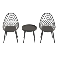 Outsunny 3-Piece Outdoor Bistro Set with 2 Chairs and Round Table for Garden, Balcony, Porch, Black(m-10)