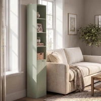 HOMCOM Bookcase Adjustable Shelf Bookshelf Anti-Tip Hardware 6-Tier Storage Cabinet Light Green(m-9)