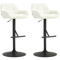 HOMCOM Lot de 2 tabourets de bar chaises de bar hauteur réglable tissu effet lin et base en acier 52,5 x 53 x 86,5-108 cm crème(m-12)
