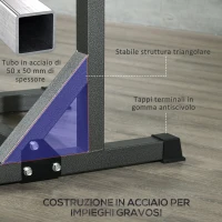 SPORTNOW Supporto per Bilanciere con Altezza e Larghezza Regolabili in Acciaio ed EVA, 60-87x65x121-158cm, Nero(m-6)