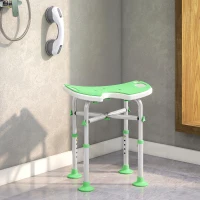 HOMCOM 39-51.5cm 'U' Seat Padded Shower Stool - Green(m-10)