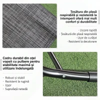 Outsunny Șezlong balansoar Zero-Gravity pentru exterior, impermeabil, cu pernă pentru cap, 155x61x88 cm, gri(m-11)