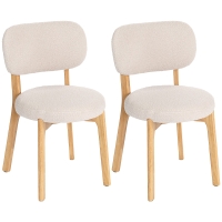 HOMCOM Esszimmerstühle 2er-Set, Küchenstuhl mit breitem Sitz, geschwungener Rückenlehne, für Wohnzimmer, Esszimmer, Creme