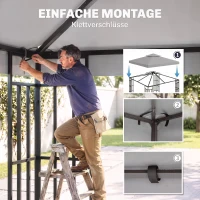 Outsunny Ersatzdach für Pavillon 3 x 3 m wasserdicht Pavillondach mit Doppeldach Ablauflöcher Hellgrau(m-5)