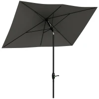 Outsunny Umbrelă de grădină dreptunghiulară 2x3 m, înclinabilă cu deschidere manuală, gri(m-1)