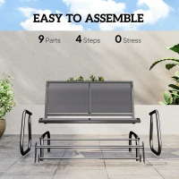 Outsunny 2-Person Outdoor Glider Bench Patio Double Swing Gliding Chair Loveseat w/Power Coated Steel Frame for Garden Patio Porch, Grey(m-5)