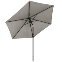 Outsunny 2.6 m Garden Parasol Umbrella with Aluminium Pole, Outdoor Patio Umbrella with Tilt and Crank, Vent, Light Grey(m-1)