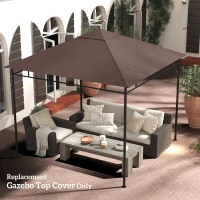 Outsunny Tetto di Ricambio per Gazebo 3x3 m da Giardino, Telo Gazebo Resistente all'Acqua in Poliestere 180g/㎡ con 8 Fori di Drenaggio e Prese d'Aria, Solo Copertura, 298x298 cm, Caffè(m-10)