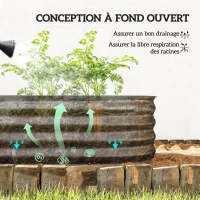 Outsunny Jardinière surélevée carré potager de jardin en acier modulable pour légumes, plantes, fleurs, dim. 240 x 62 x 30cm(m-5)