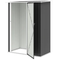 Outsunny Magazie pentru Unelte din Metal cu Acoperiș Înclinat și Ușă Blocabilă, 142x86x189 cm, Gri Închis(m-12)