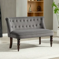HOMCOM Velvet 2 Seater Sofa, Button Tufted Wingback Loveseat with Rubber Wood Legs for Living Room, Bedroom, Charcoal Grey(m-10)