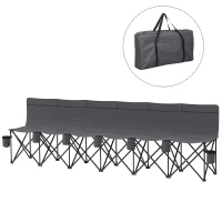 Outsunny 6 Seater Folding Camping Chair with Cup Holder & Carry Bag - Charcoal Grey(m-11)