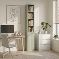 HOMCOM Bookcase Adjustable Shelf Bookshelf Anti-Tip Hardware 6-Tier Storage Cabinet Light Green(m-14)