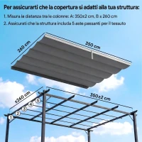 Outsunny Tettuccio di Ricambio per Gazebo 4x3 m con 10 Fori di Drenaggio, Grigio Chiaro(m-4)