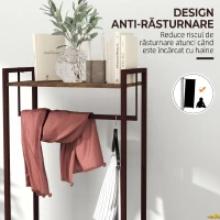 HOMCOM Cuier de Podea cu Bară, 3 Sertare și Rafturi, din Lemn MDF și Oțel, 58,5x30x178 cm, Maro(m-6)