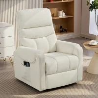 HOMCOM Sillón Levanta Personas con 8 Punto de Masaje Reposapiés Mando a Distancia y Bolsillo Lateral 83x92x110 cm Beige(m-10)
