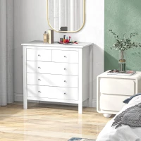 HOMCOM Cómoda con 5 Cajones con Patas Elevadas Cajonera para Salón Oficina Estilo Moderno 79x39,5x80,5 cm Blanco(m-10)