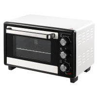 HOMCOM Fornetto Elettrico 16L Temperatura Regolabile e Timer, 3 Metodi di Cottura e Accessori, 1400W, Bianco(m-11)