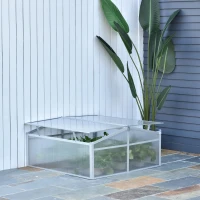 Outsunny Invernadero de Jardín 100x100x48 cm Aluminio Policarbonato Transparente Vivero Casero para Plantas Cultivos Protección UV y Resistente(m-6)