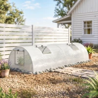 Outsunny Estufa de Cobertura Mini Túnel com Janela em Rede Resistente a UV Película Plástica 200x80x45 cm Branco(m-6)