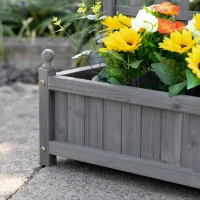 Outsunny Garden Planters with Trellis for Climbing Vines, Wood Raised Beds for Garden, Flower Pot, Indoor Outdoor, Grey(m-7)