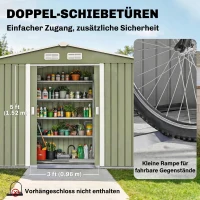 Outsunny Geräteschuppen mit Schiebetüren 2,77 x 1,95 x 1,92cm Metall Hellgrün(m-5)