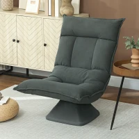 HOMCOM Chaise de sol pivotante à 360°, fauteuil pliable en velours avec dossier réglable 5 positions, 70x62x95cm, gris foncé(m-10)
