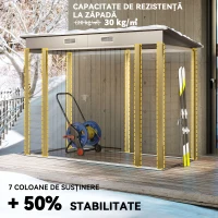 Outsunny Depozit pentru Unelte cu 2 Guri de Aerisire și Zăvor, din Oțel, 249x121x183 cm, Gri Deschis(m-5)