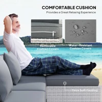 Outsunny 6 Pieces Rattan Corner Sofa Set - Mixed Grey(m-6)