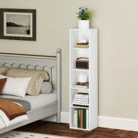 HOMCOM Bücherregal, 5 Fächer, verstellbare Regale, Holz, 30 x 24 x 133,5 cm, Weiß(m-10)