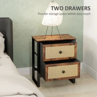 HOMCOM Industrial-Natural Bedside Table Set of 2 - Brown(m-5)