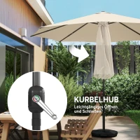 Outsunny Sonnenschirm ca. Ø300 cm neigbar Balkonschirm mit Kurbel Kreuzfuß Sandsack, UV 30+ Einziehbar Cremeweiß(m-8)