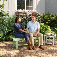 Outsunny Wooden Garden Bench, Backless Outdoor Loveseat with Slatted Seat, Light Green(m-2)