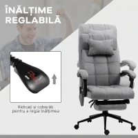 Vinsetto Scaun de Birou Reclinabil și Încălzit cu 6 Puncte de Masaj și 5 Moduri, Gri(m-5)