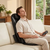 HOMCOM Shiatsu-Rückenmassager mit Wärme, Tiefenmassage und 3-stufiger Sitzvibration, Massagegerät für Rückenschmerzen(m-2)