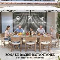Outsunny Umbrelă Dublă cu 12 Spițe, cu Manivelă, din Metal și Poliester, 4,6x2,7 m, Alb(m-5)