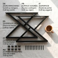 HOMCOM Set 2 Picioare pentru Masă din Oțel în Formă de X, cu 12 Șuruburi și 4 Picioare Reglabile, Stil Industrial, Negru(m-8)