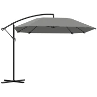 Outsunny Parasol déporté 3 m, parasol de jardin extérieur Inclinable, Base, Manivelle, toile polyester 180 g/m², Gris Foncé(m-11)