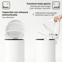 HOMCOM Pattumiera a Pedale da 30L con Coperchio a Chiusura Morbida, in Metallo e PP, 36x30x63.5 cm, Bianco Crema(m-5)