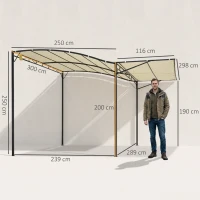 Outsunny Pavillon mit klappbarer Dacherweiterung wetterfest 3 x 2,5 m Cremeweiß(m-3)